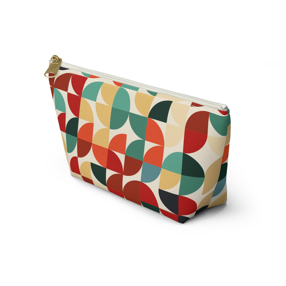 Retro Geometric Pouch – Mid-Century Color Block Print