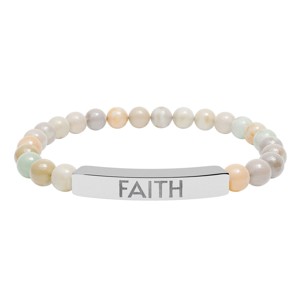 Faith Natural Stone Bracelet – Engraved Inspirational Jewelry