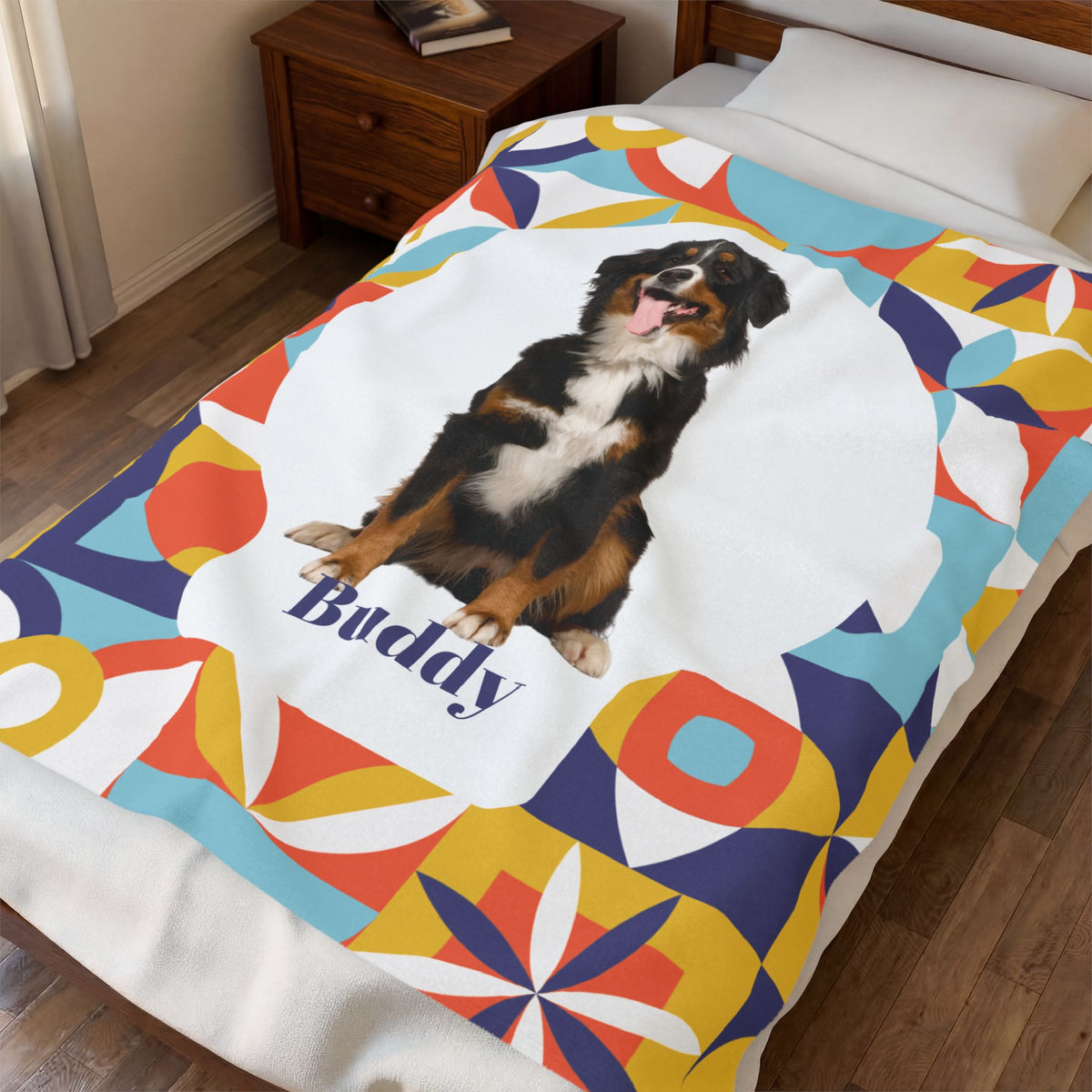 Custom Pet Blanket with Photo  Name  Personalized Dog Blanket  Cat Photo Throw  Sherpa Plush Pet Memorial Gift  PET3