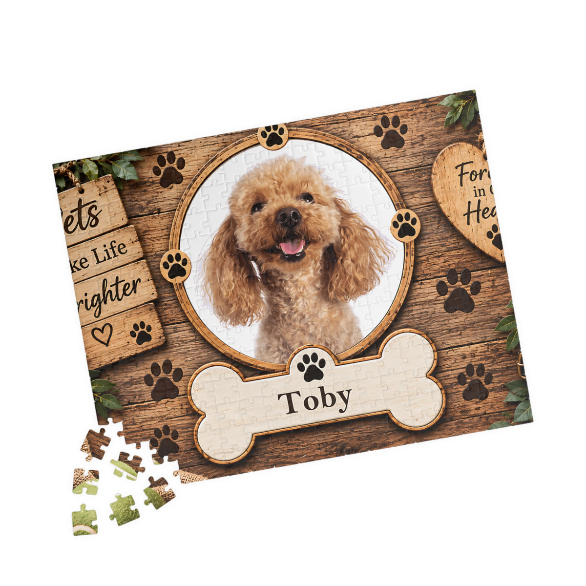 Personalized Pet Photo Puzzle – Custom Dog or Cat Picture & Name (110, 252, 520, 1014-piece)