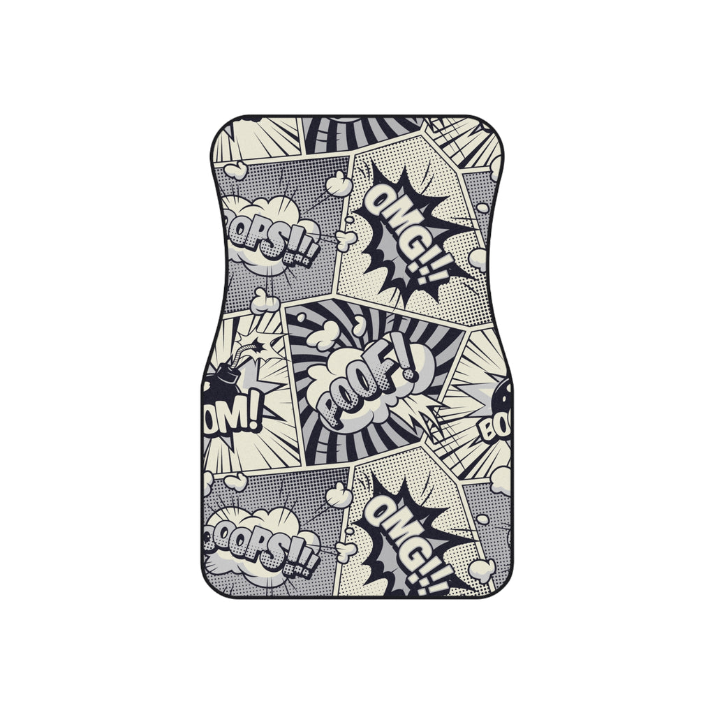 Comic Book Car Floor Mats – Black & White 4-Piece Set