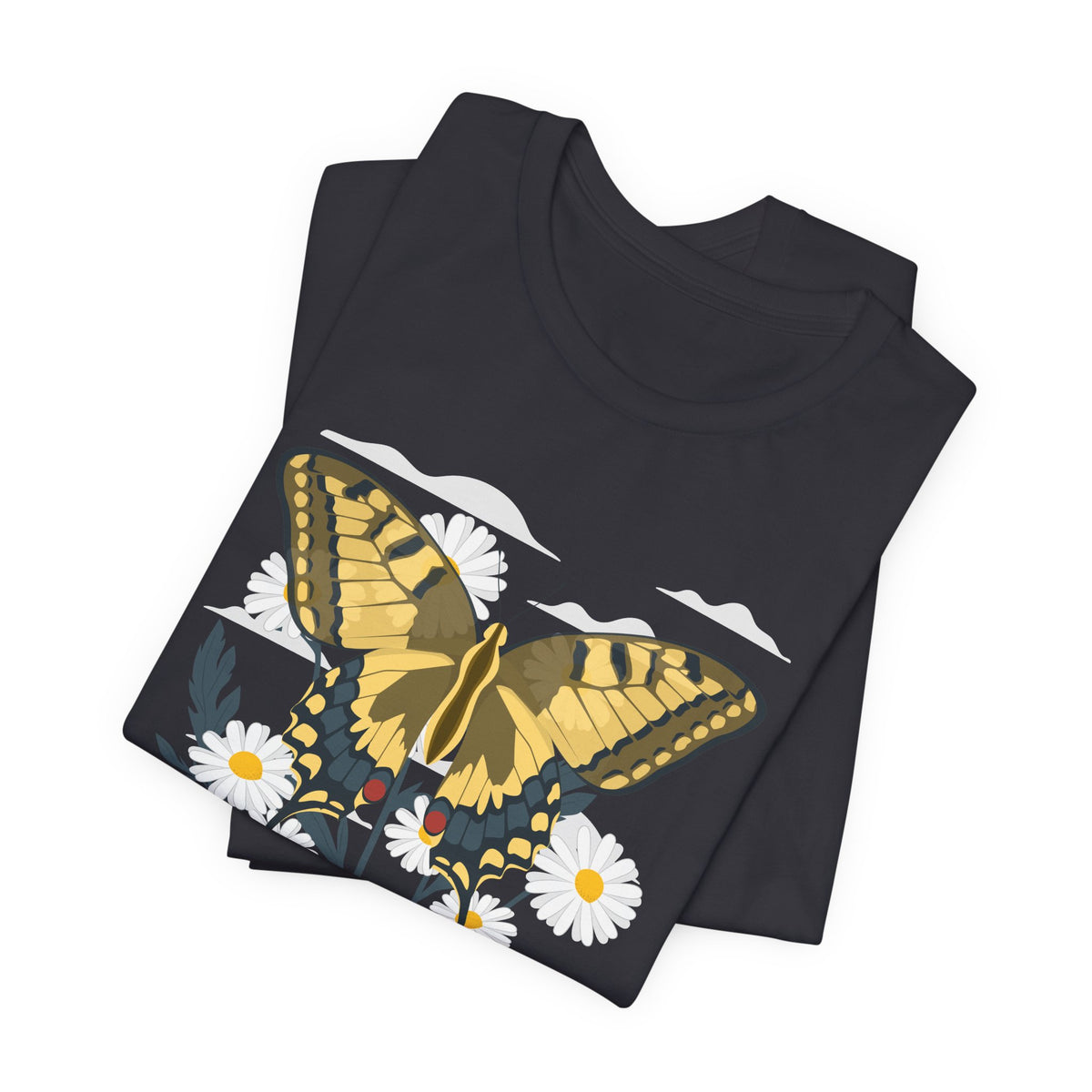 Butterfly Floral Nature Shirt  Yellow Butterfly T Shirt, Wildflower Graphic Tee, Nature Lover Gift