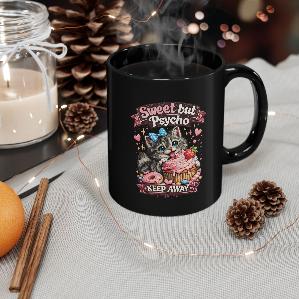 Sweet But Psycho Mug Cute Cat Coffee Cup Funny Kitty Humor Gift for Cat Lovers