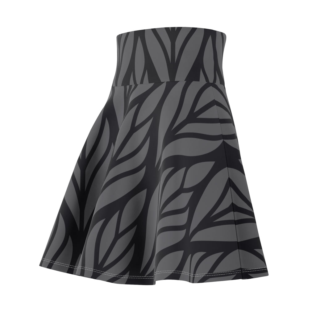 Black & Gray Abstract Skater Skirt – Geometric Pattern