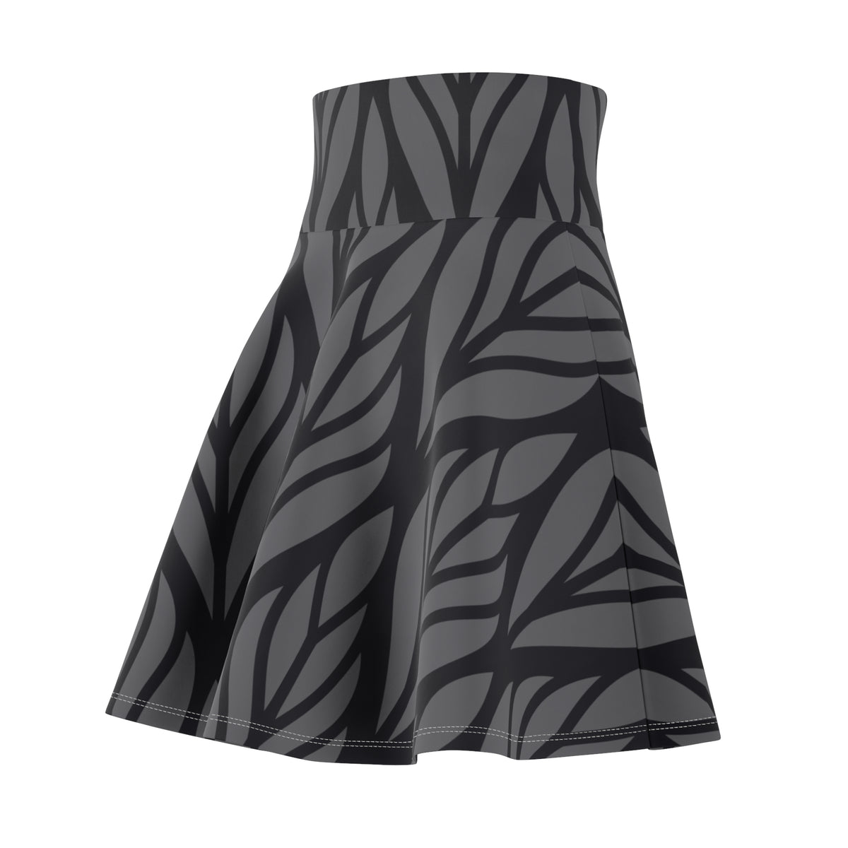 Black & Gray Abstract Skater Skirt – Geometric Pattern