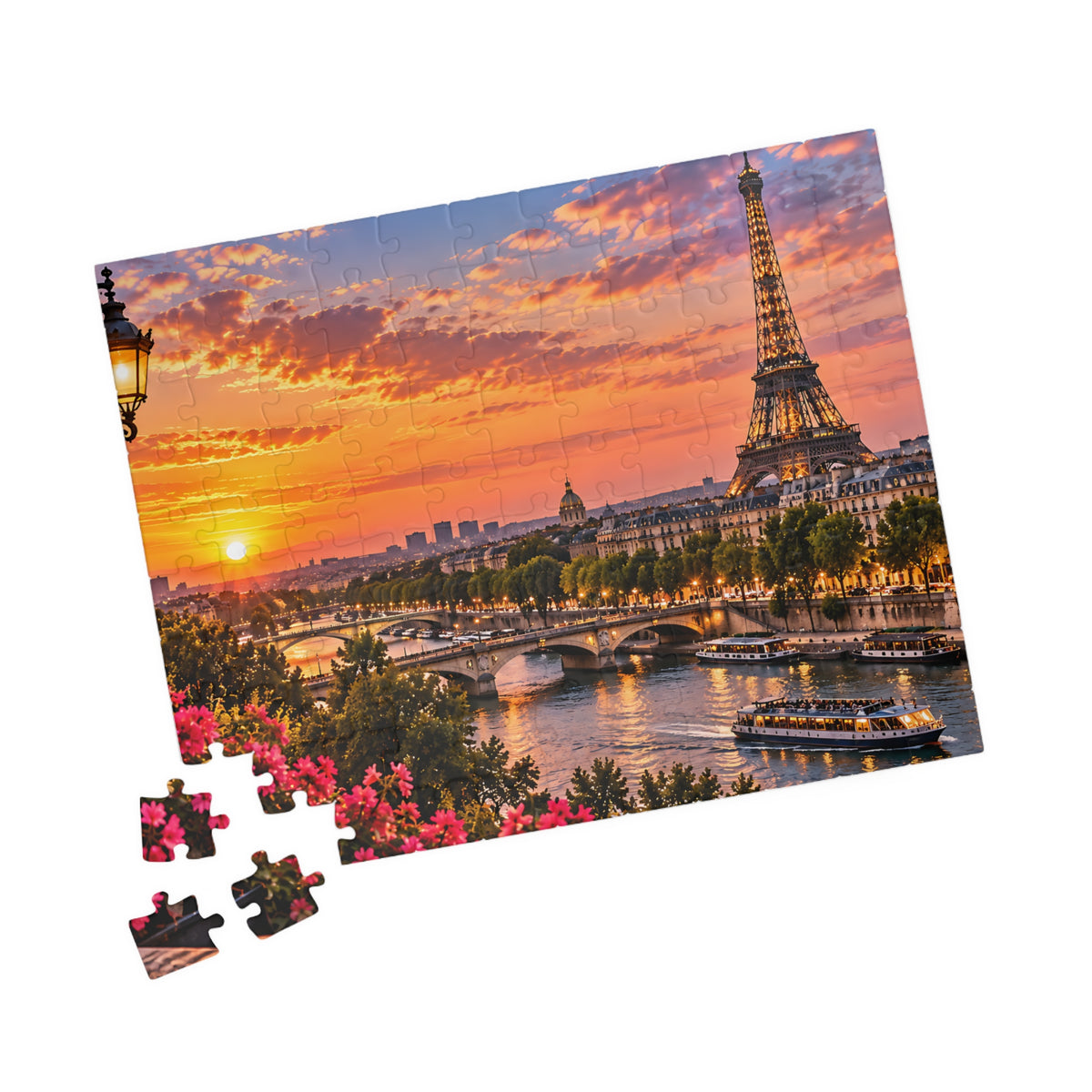 Paris France Puzzle – Eiffel Tower Sunset Jigsaw Puzzle 110/252/520/1014-Piece