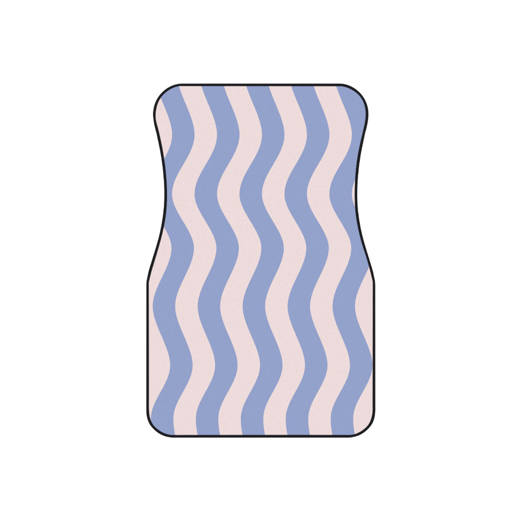 Blue Wavy Stripes Car Floor Mats – 4-Piece Set