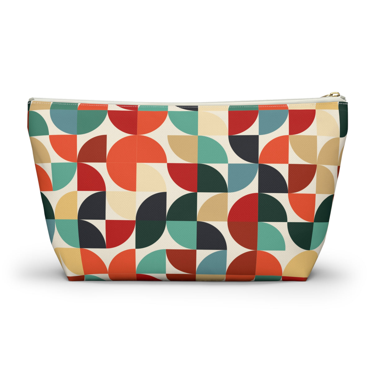 Retro Geometric Pouch – Mid-Century Color Block Print