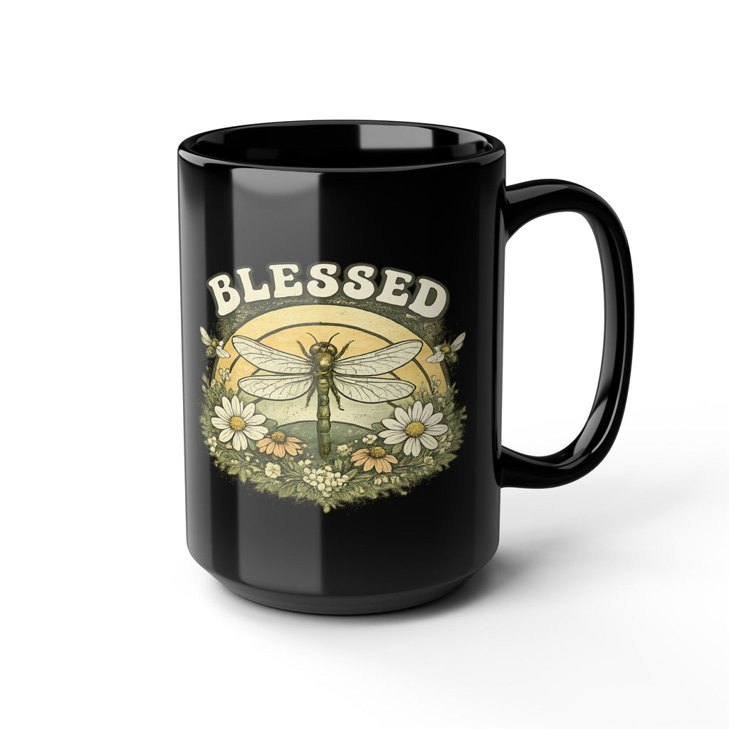 Blessed Dragonfly Mug Floral Faith Coffee Cup Boho Nature Gift for Her