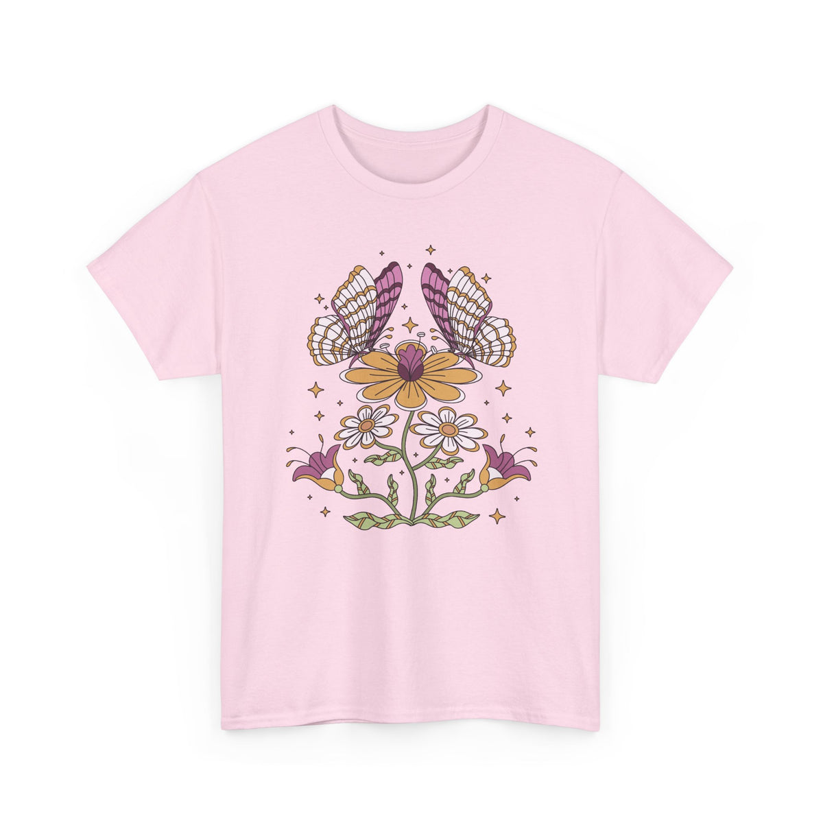 Butterfly & Flowers T-Shirt – Boho Floral Graphic Tee