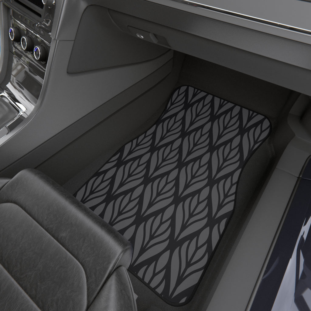 Black Geometric Car Floor Mats – Modern 4-Piece Set