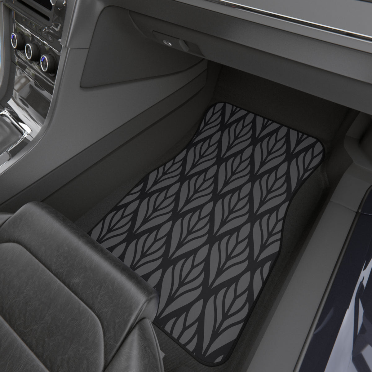 Black Geometric Car Floor Mats – Modern 4-Piece Set