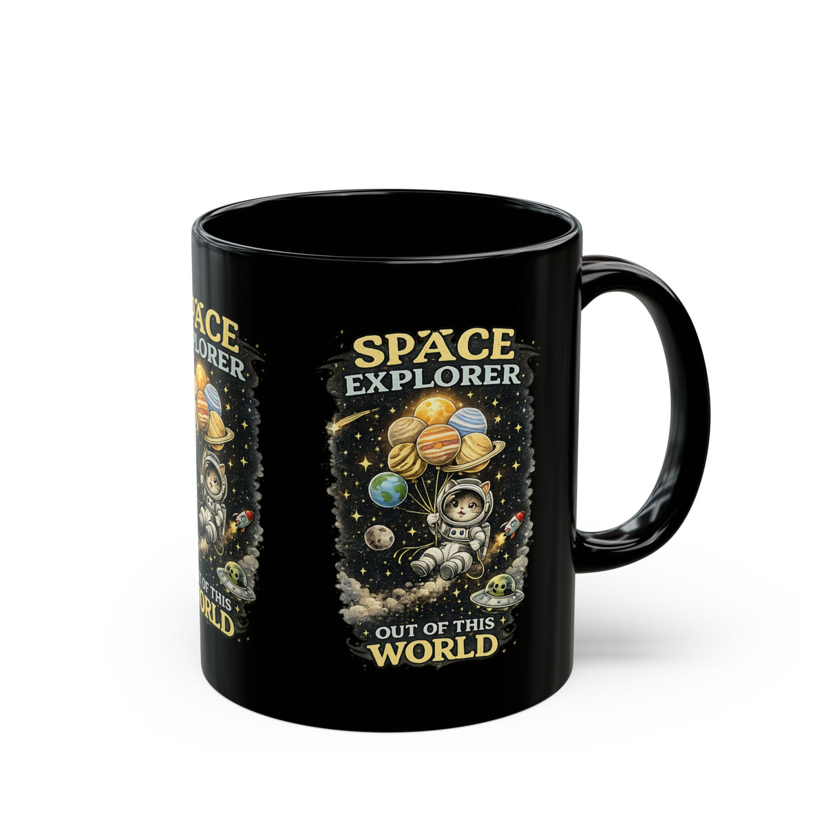 Space Explorer Cat Mug Cute Astronaut Kitty Coffee Cup Out of This World Gift