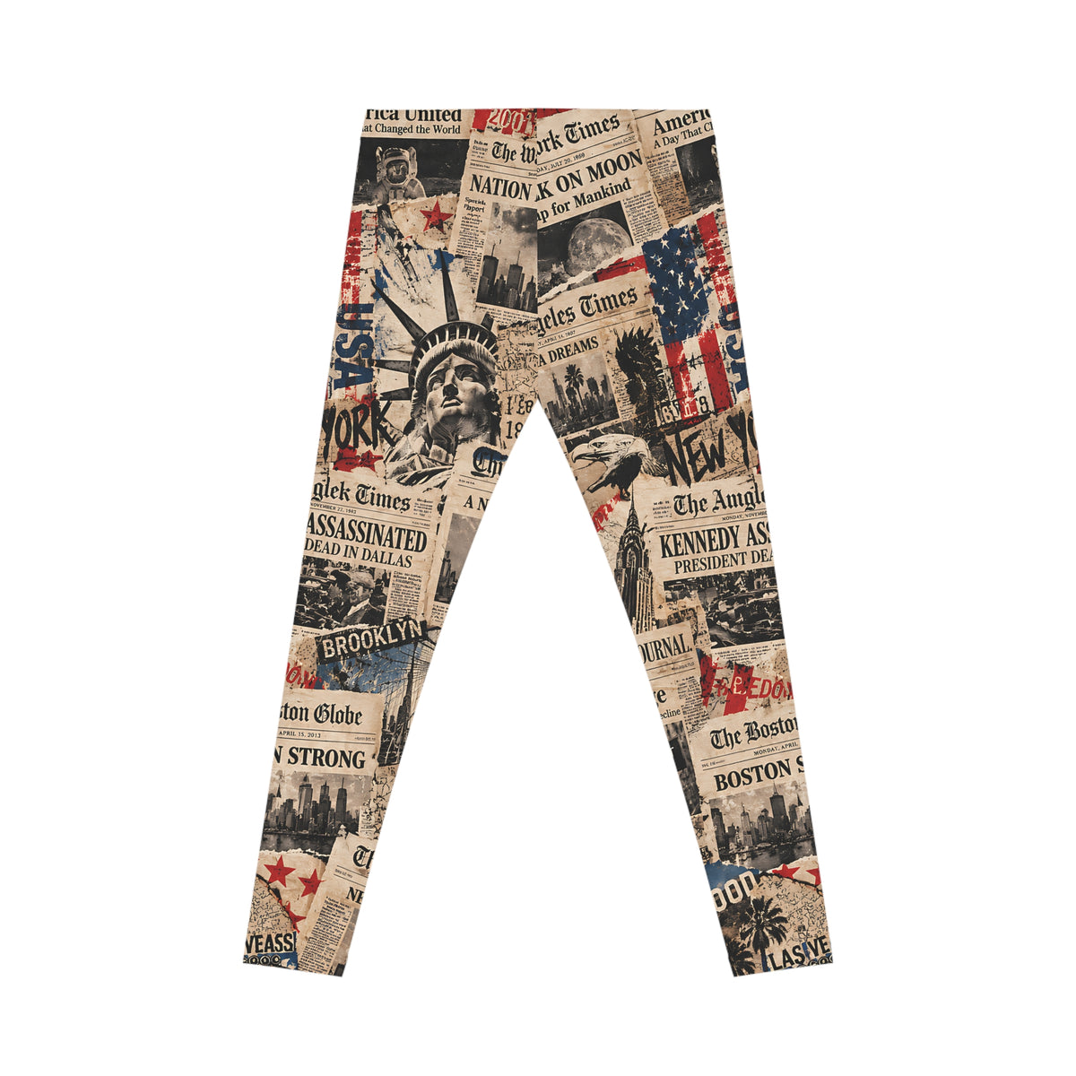 Vintage Americana Leggings – USA Newspaper Collage Print