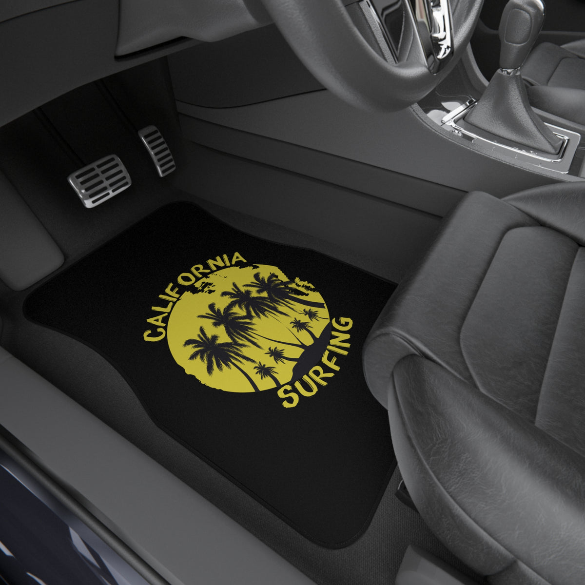 California Surf Car Floor Mats – Palm Trees 4-Piece Set