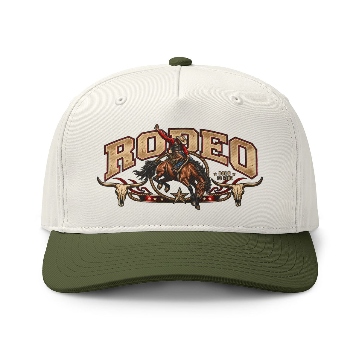Rodeo Two-Tone Cap – Western Bull Rider Cowboy Hat