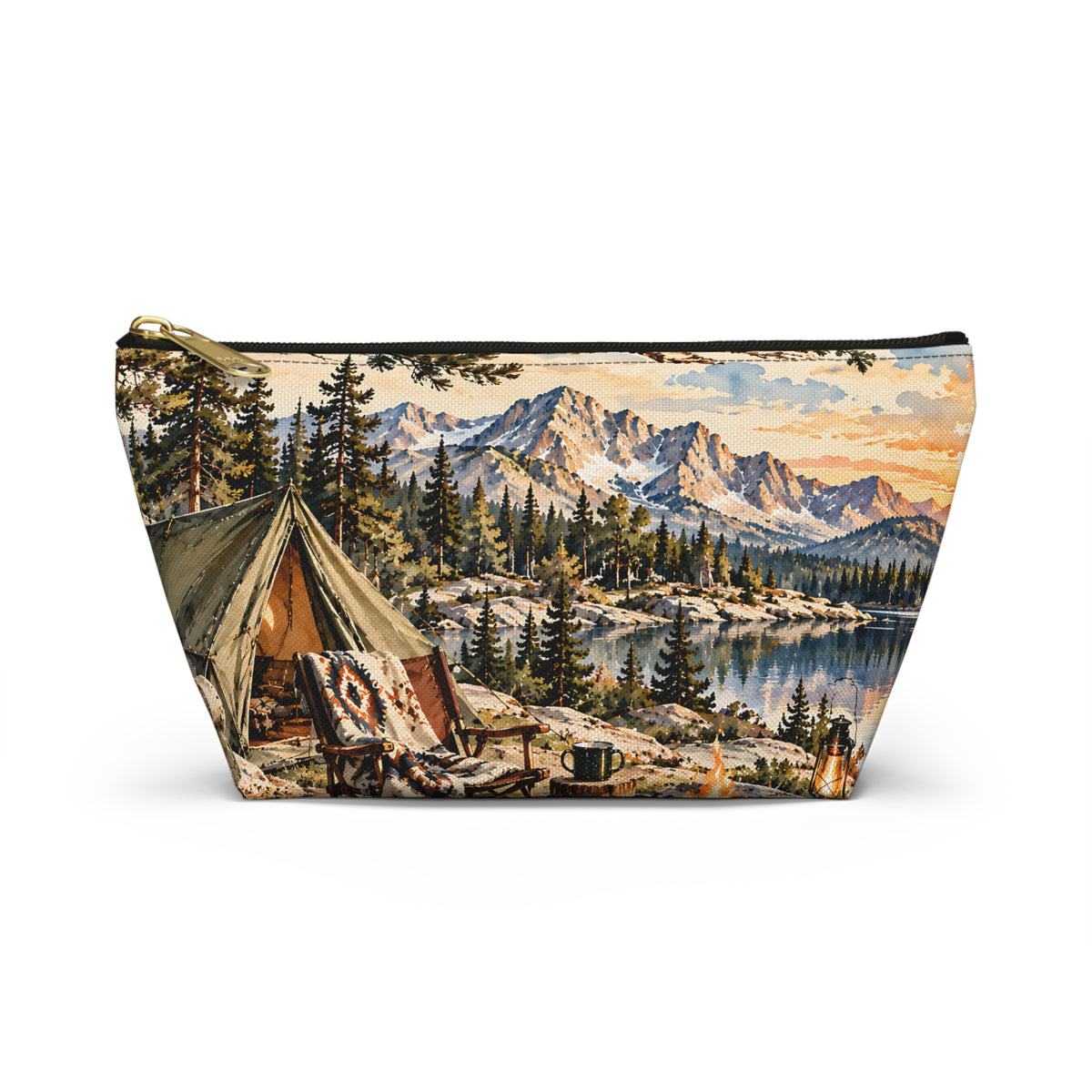 Mountain Camping Pouch – Vintage Outdoor Adventure Print