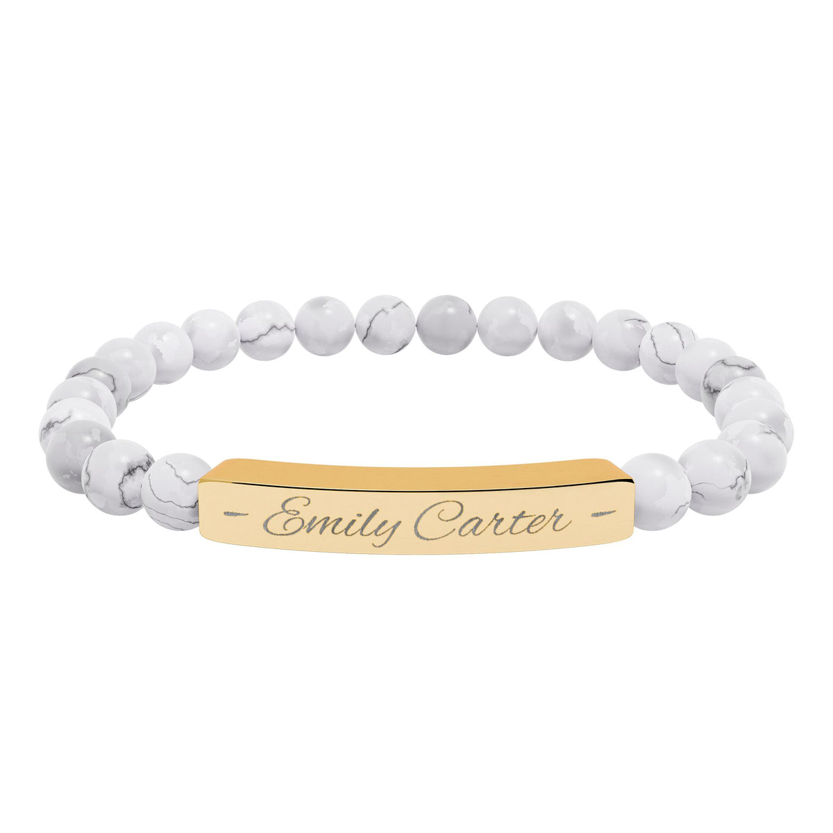 Personalized Natural Stone Bracelet – Custom Name Engraving