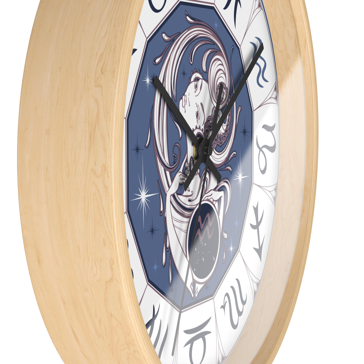 Aquarius Zodiac Illustration Wall Clock | Astrology Symbols, Celestial Art