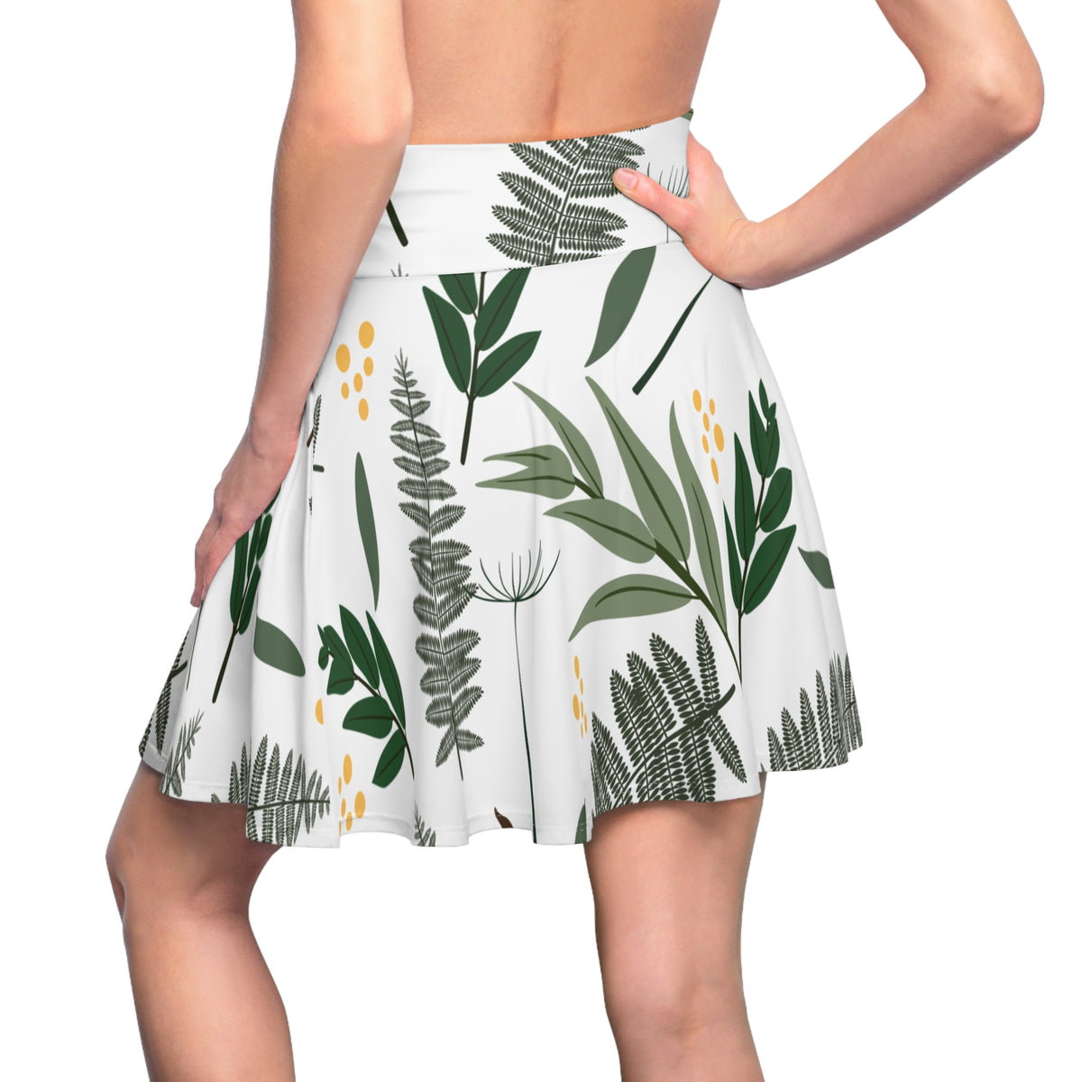 Green Botanical Skater Skirt – Leaf & Fern Pattern