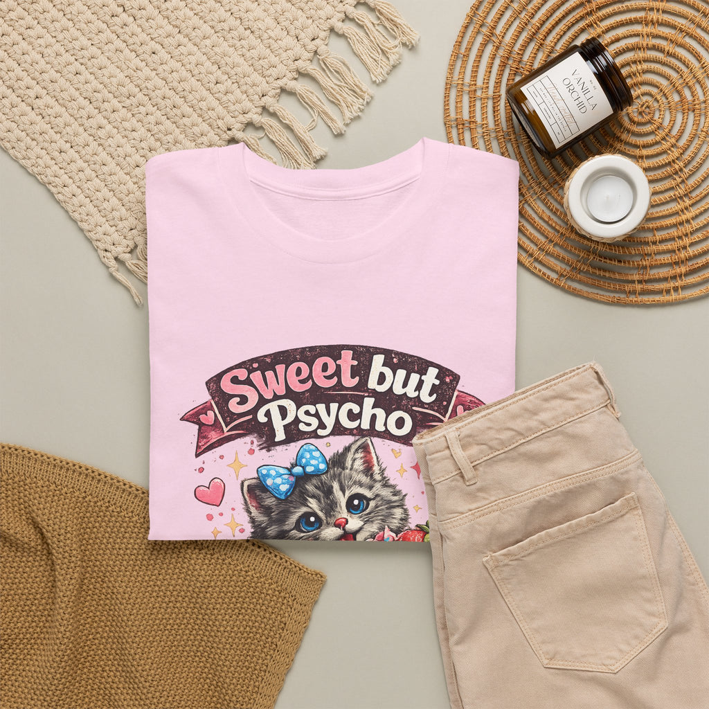 “Sweet But Psycho” T-Shirt – Cute Funny Kawaii Cat Graphic Tee