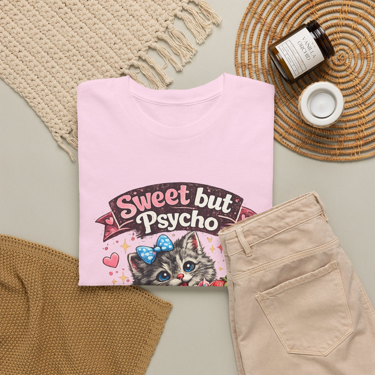 “Sweet But Psycho” T-Shirt – Cute Funny Kawaii Cat Graphic Tee