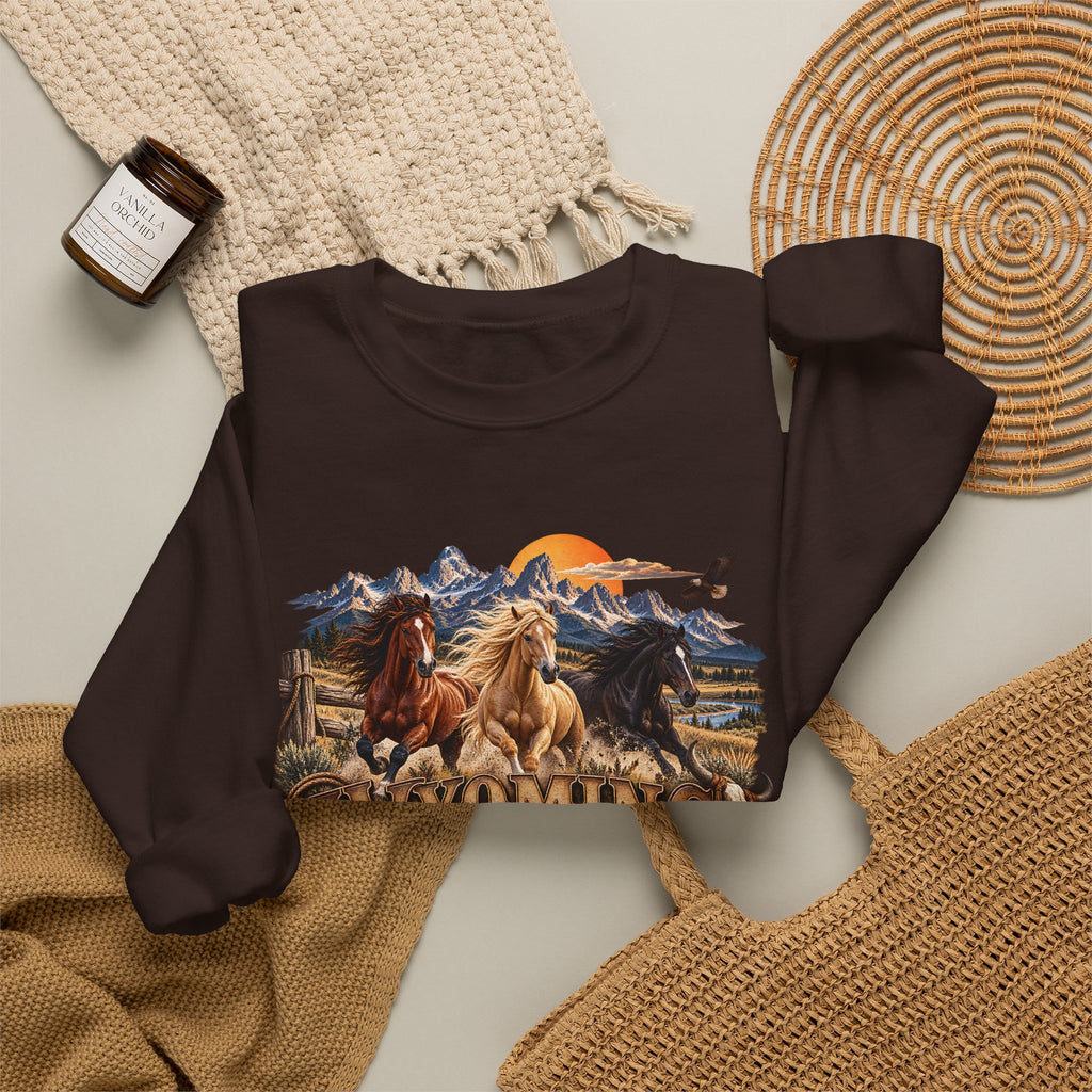 Wyoming Horses Sweatshirt – Vintage Western Design