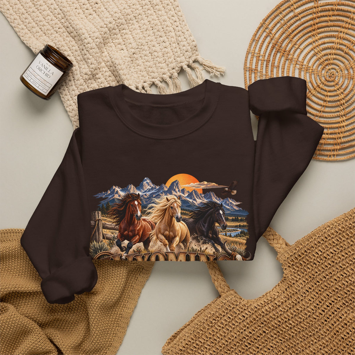 Wyoming Horses Sweatshirt – Vintage Western Design