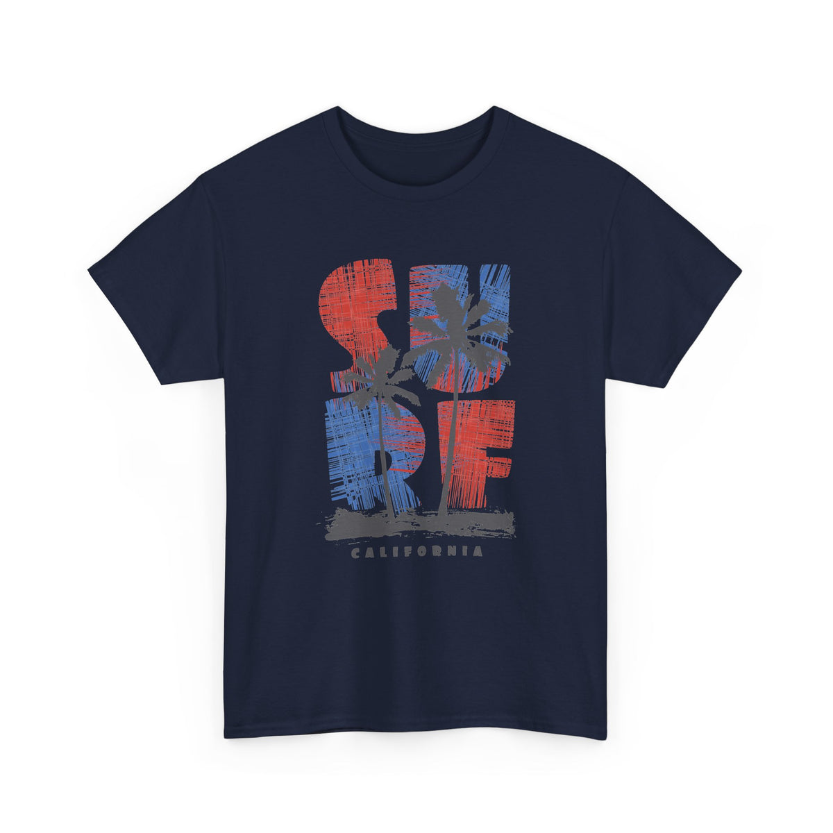 California Surf T-Shirt – Retro Surfboard & Palm Trees Graphic Tee