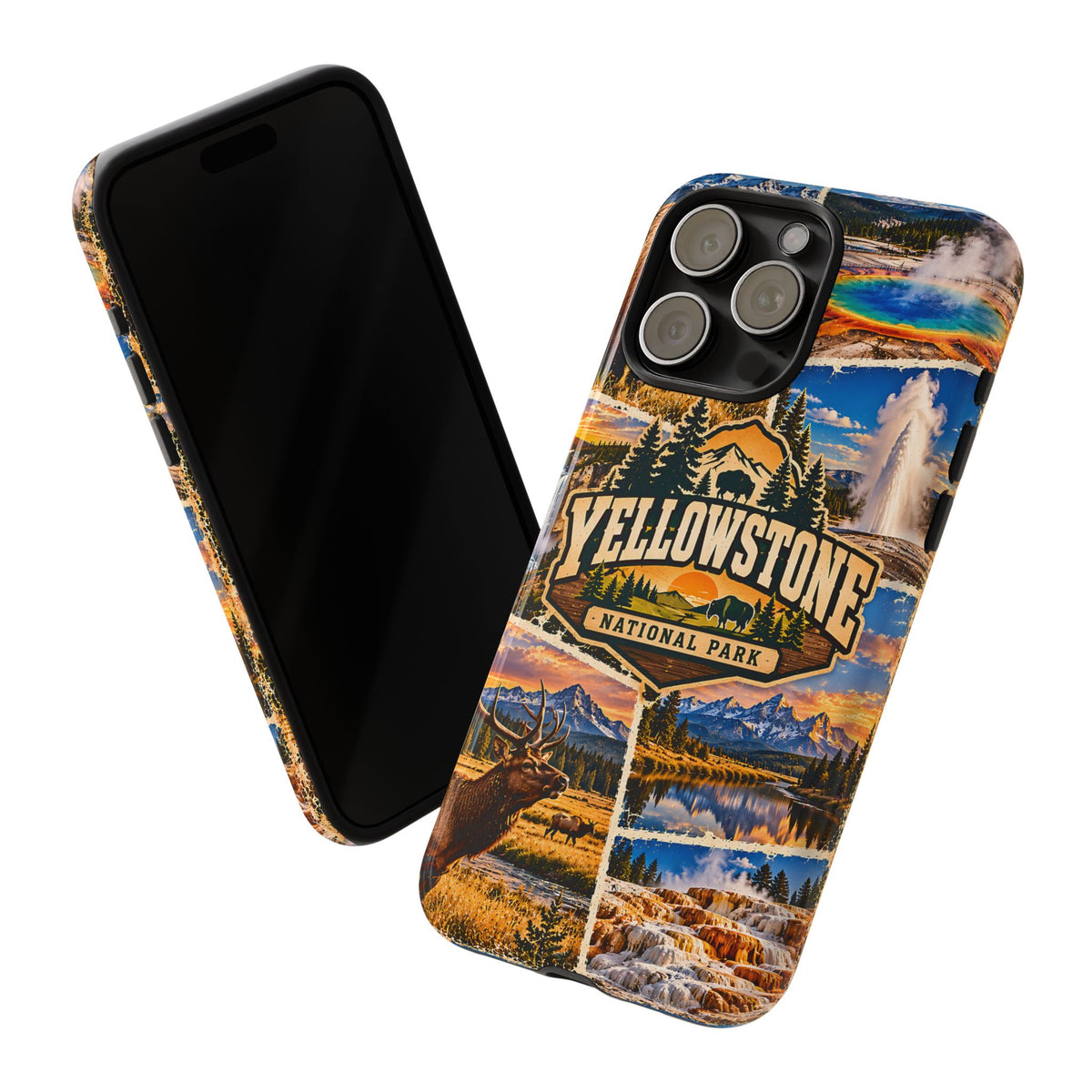 Yellowstone National Park Tough Phone Case – Vintage Wildlife Collage