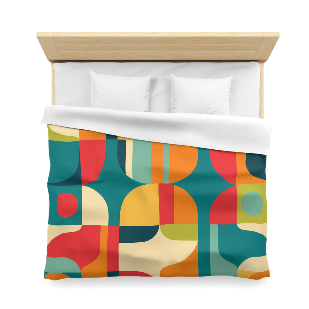 Mid Century Modern Geometric Duvet Cover  Retro Abstract Microfiber Bedding