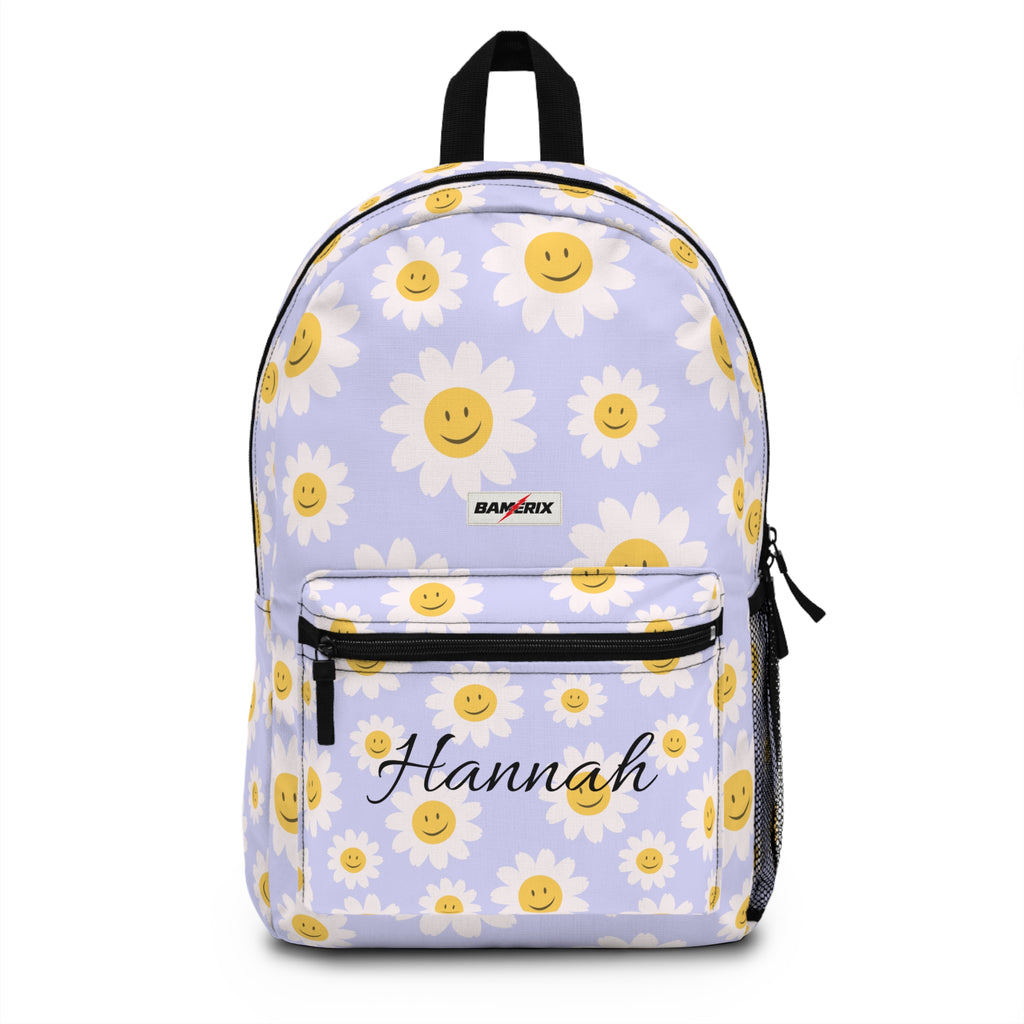 Personalized Daisy Backpack with Name – Cute Smiley Flower Backpack