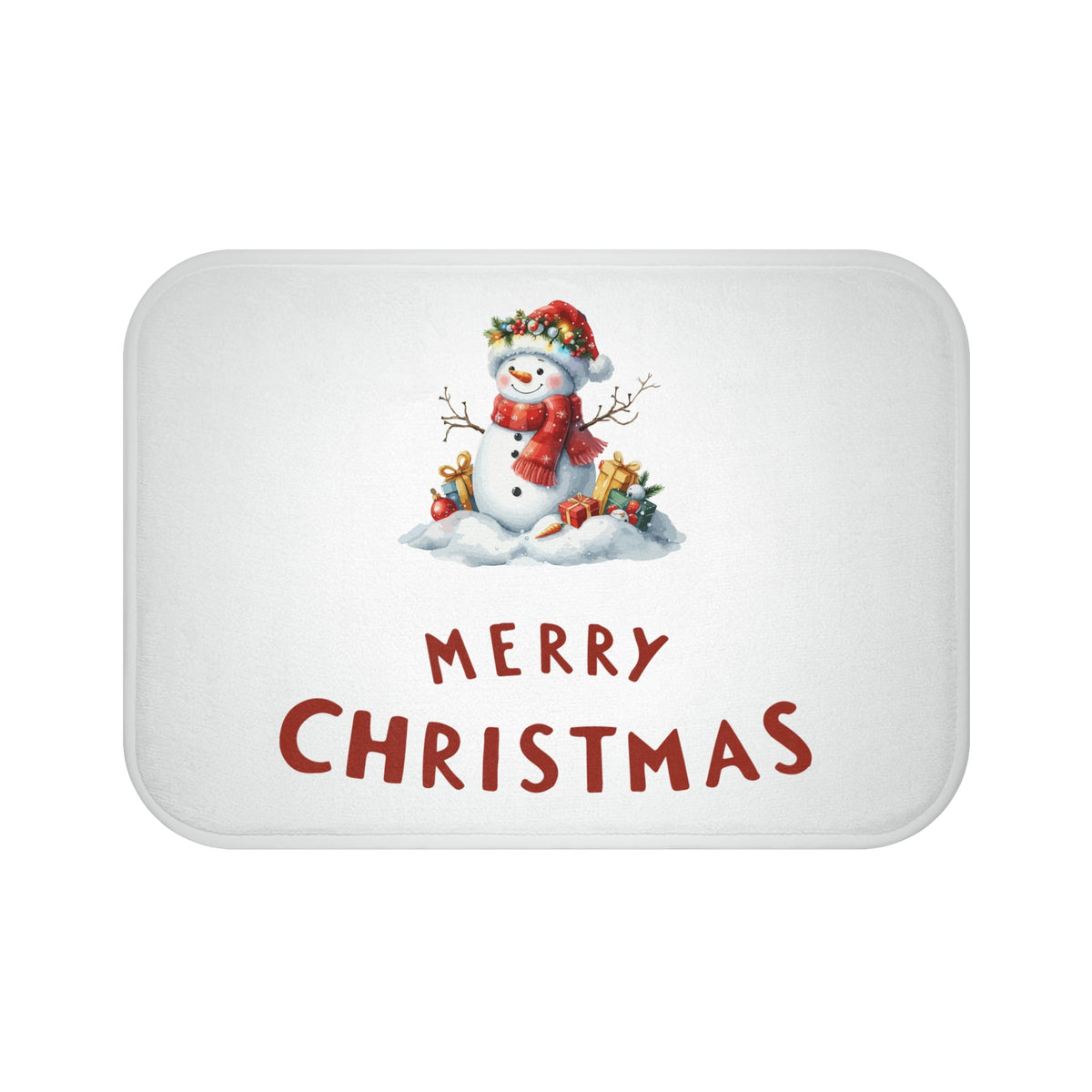 Merry Christmas Snowman Bath Mat – Holiday Bathroom Decor