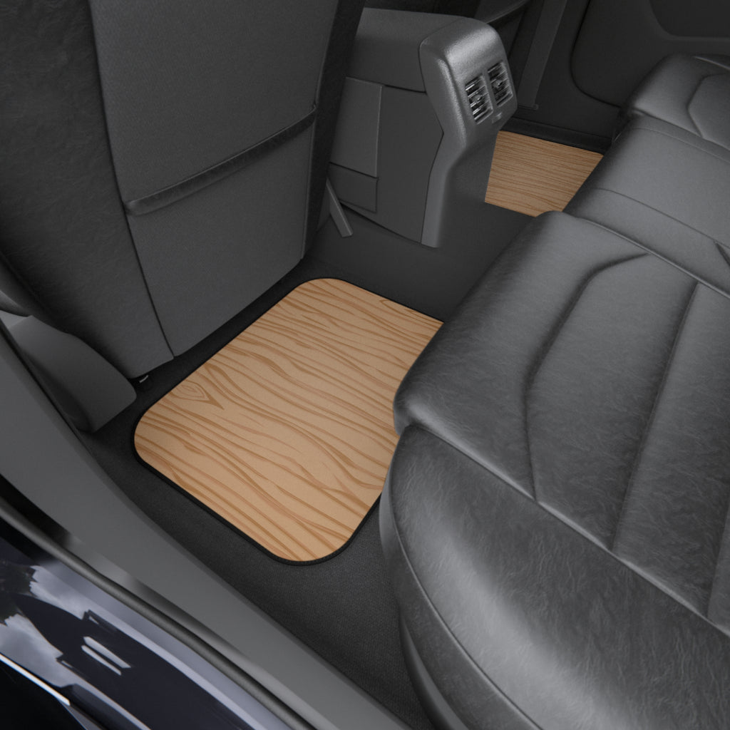 Light Wood Grain Car Floor Mats – 4-Piece Set