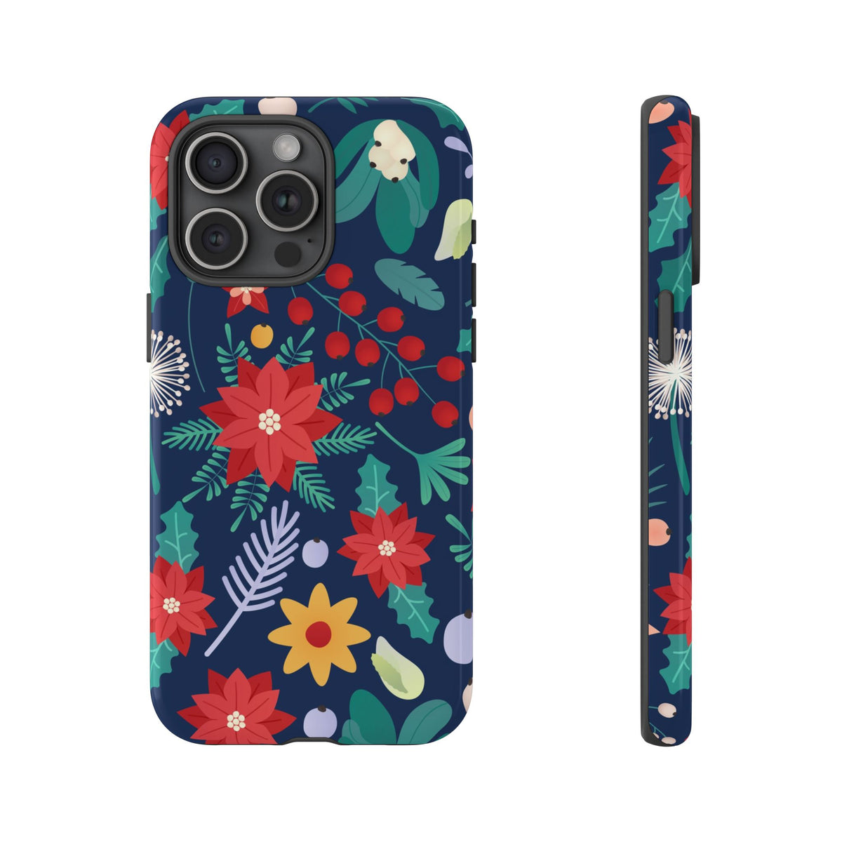 Christmas Poinsettia Floral Tough Phone Case – Holiday Design