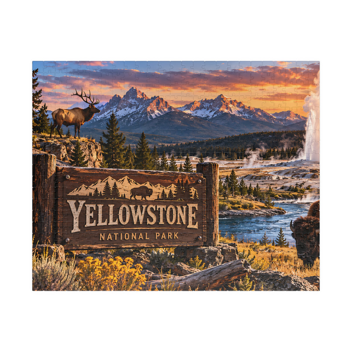 Yellowstone National Park Puzzle – Wildlife & Mountain Landscape (110, 252, 520, 1014-piece)
