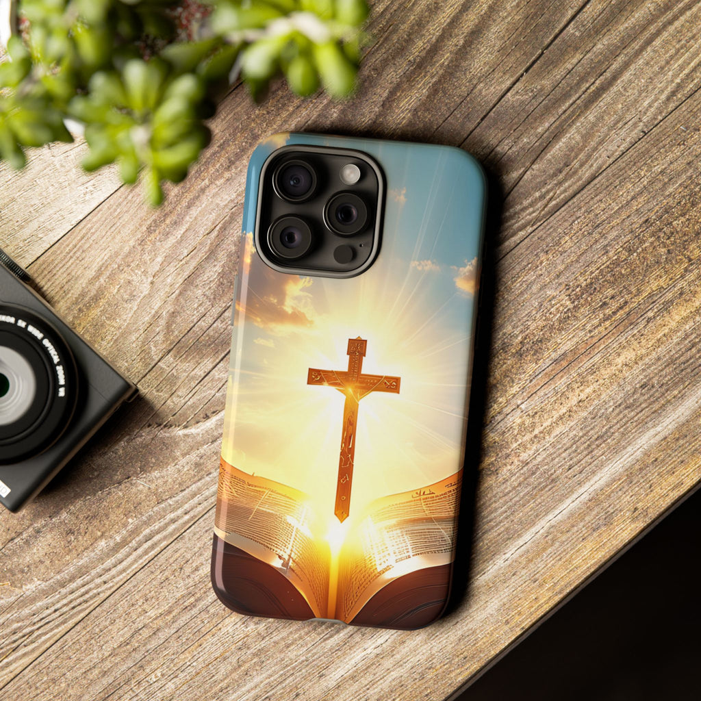 Christian Cross & Bible Tough Phone Case – Faith Design