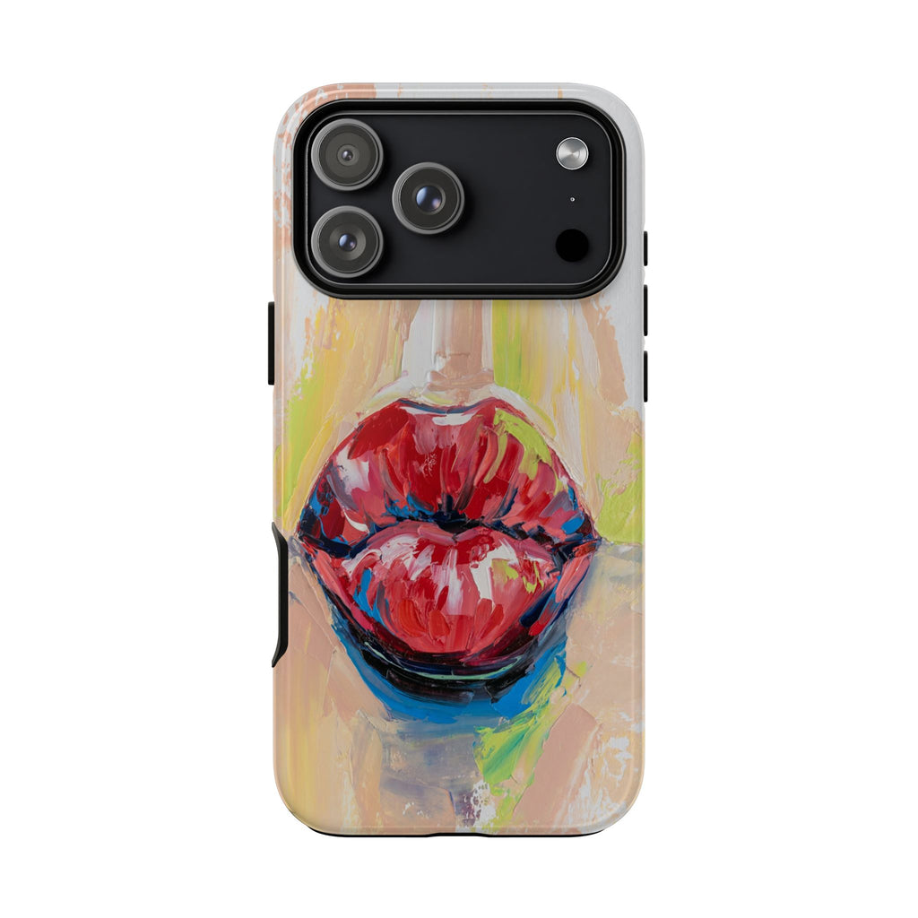 Red Lips Art Phone Case – Abstract Painted Tough Case