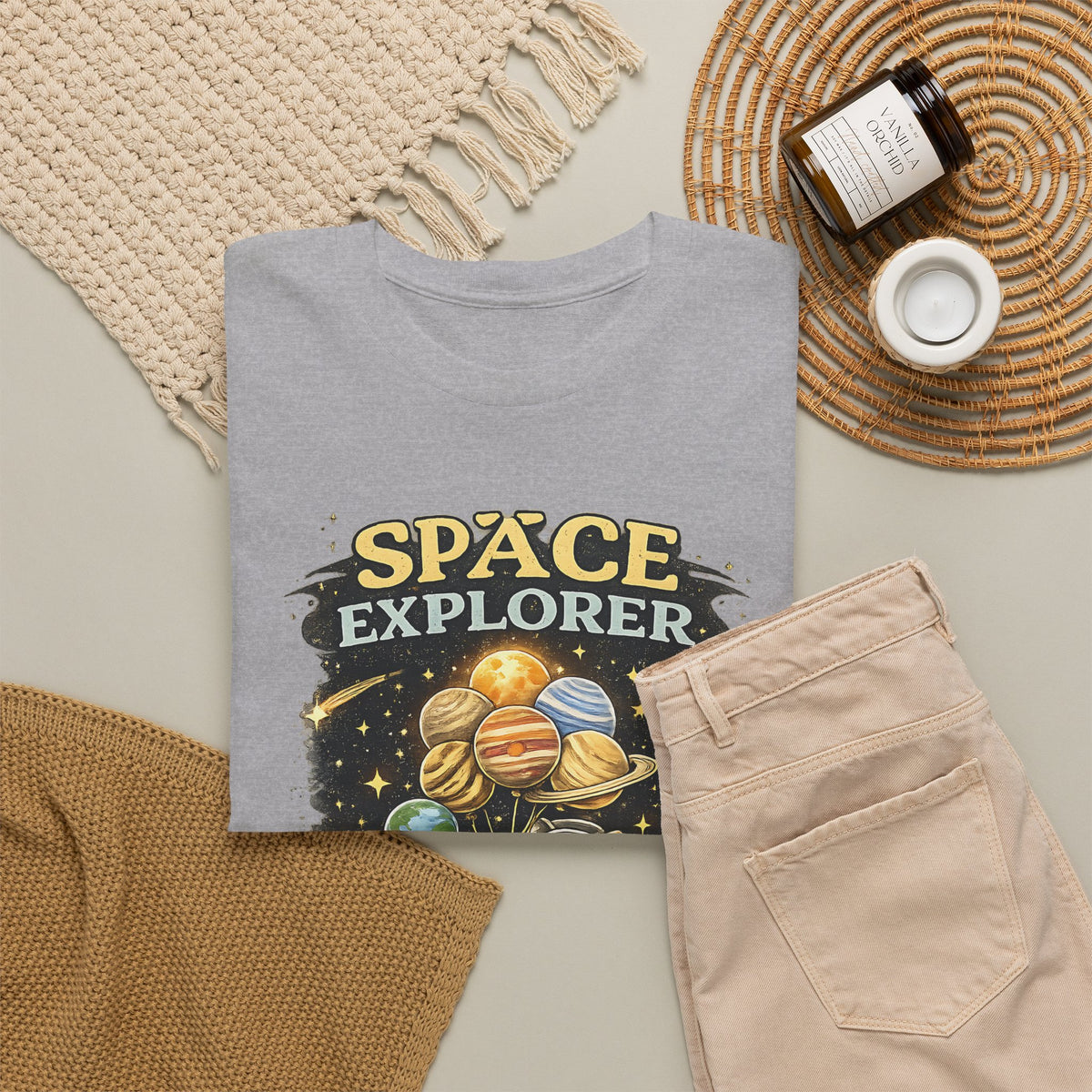 Space Explorer T-Shirt – Astronaut, Galaxy & Planets Graphic Tee