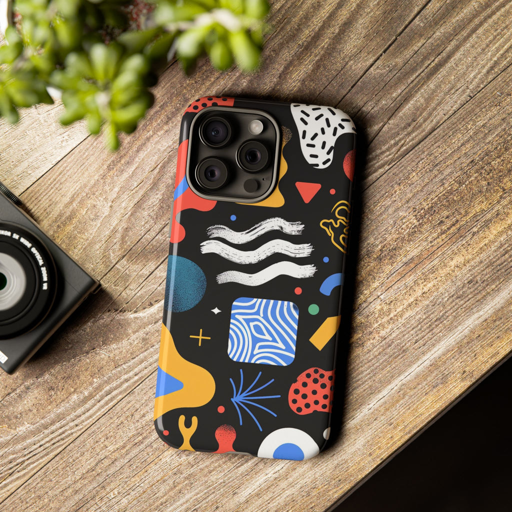 Colorful Abstract Tough Phone Case – Modern Geometric Design