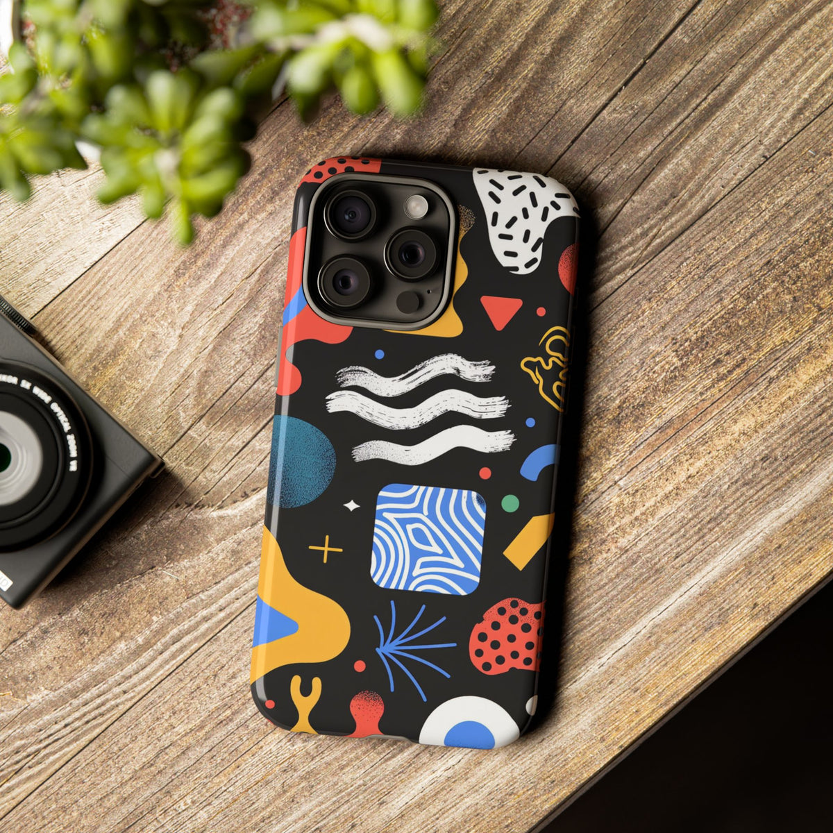 Colorful Abstract Tough Phone Case – Modern Geometric Design