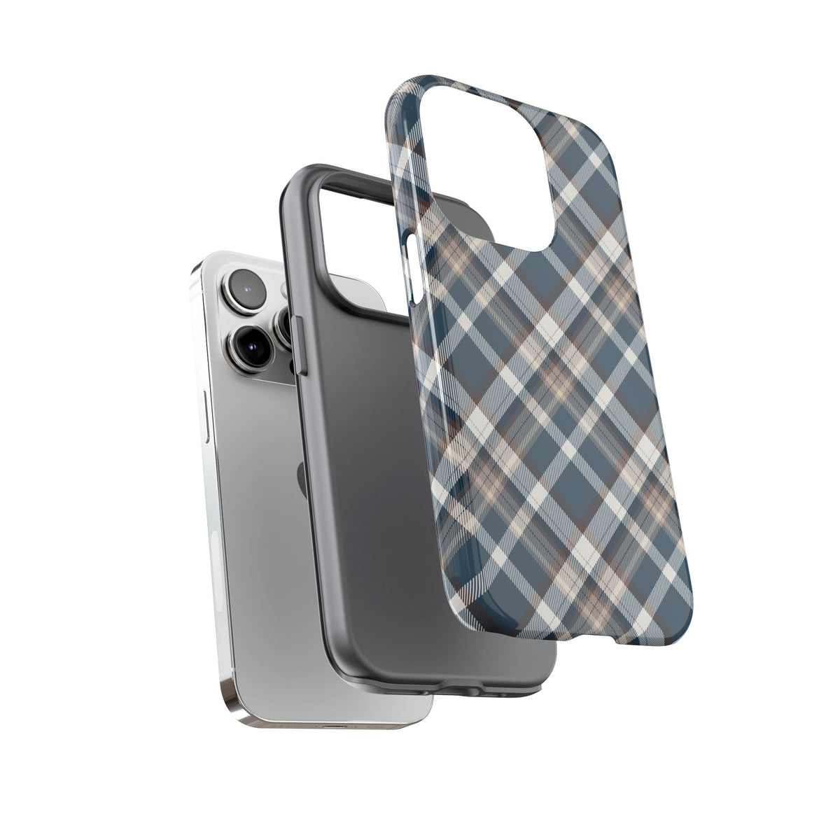 Blue Plaid Phone Case – Classic Tartan Pattern Tough Case