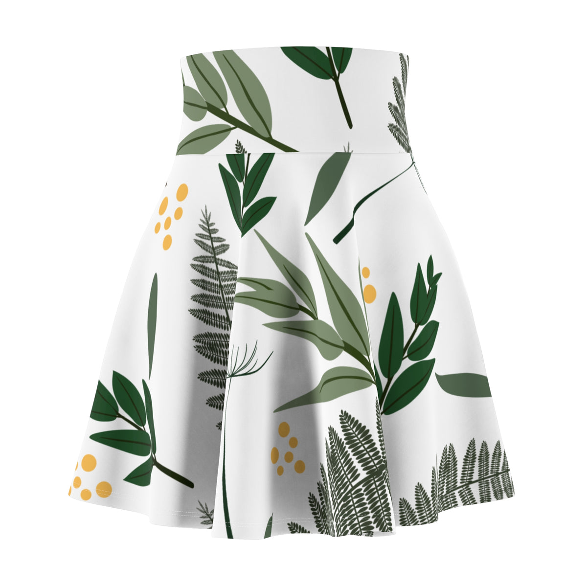 Green Botanical Skater Skirt – Leaf & Fern Pattern