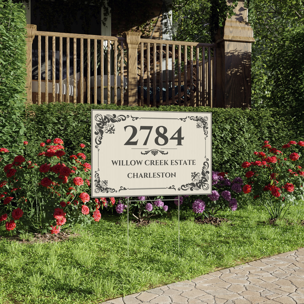 Personalized Estate Yard Sign – Custom House Number & Property Name – Y3