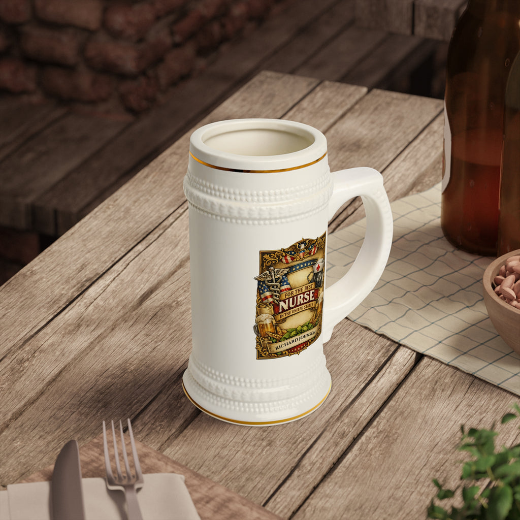 Personalized Nurse Beer Stein 22oz - Custom Name Nurse Mug, Best Nurse Gift
