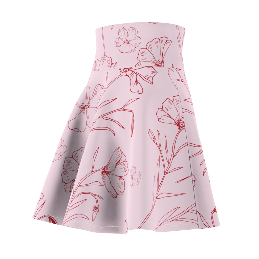 Pink Floral Skater Skirt – Delicate Botanical Design