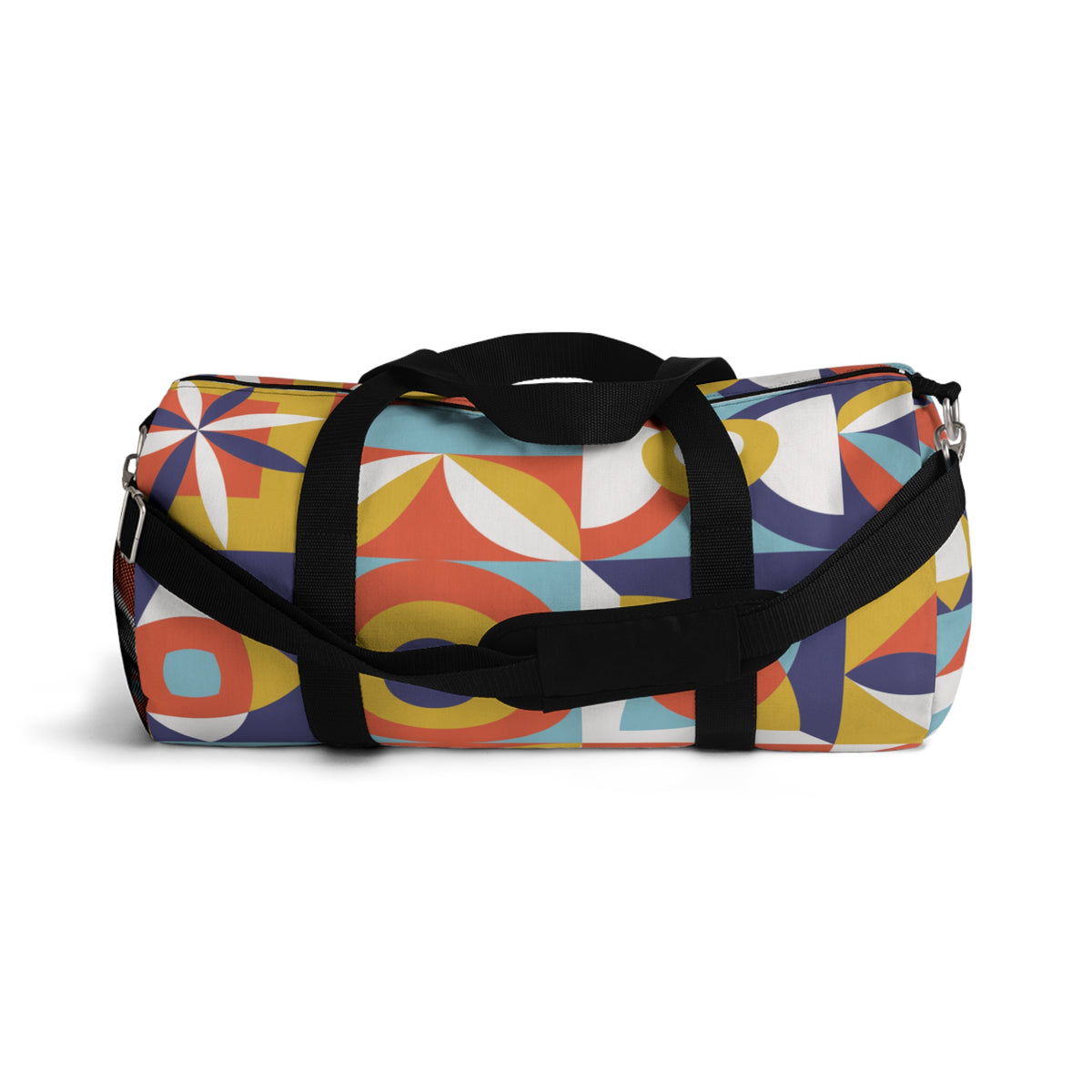 Retro Geometric Duffel Bag – Mid-Century Modern Design