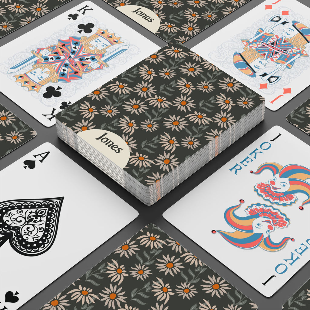 Personalized Family Name Poker Playing Cards – Daisy Floral Design
