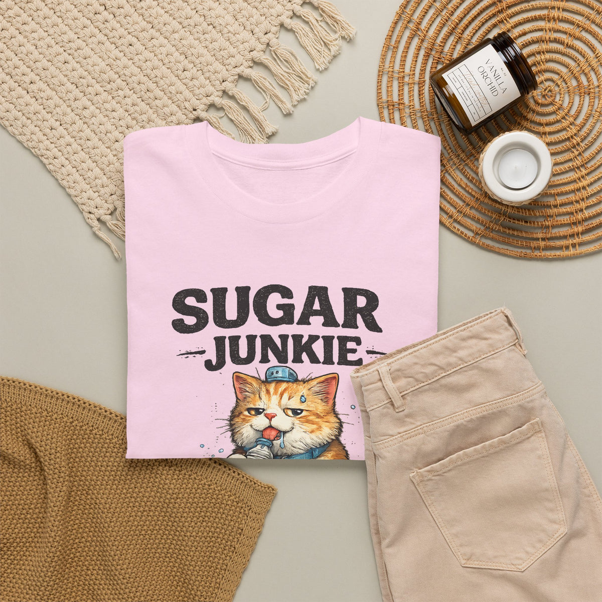 “Sugar Junkie – Diabetic Nightmare” T-Shirt – Funny Cat Graphic Tee
