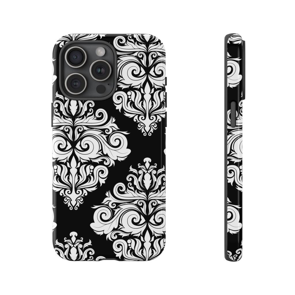 Black & White Damask Phone Case – Elegant Tough Case